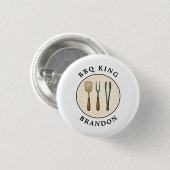 BBQ King Grilling Tools Embleem Naam van de vader Ronde Button 3,2 Cm (Voorkant /achterkant)