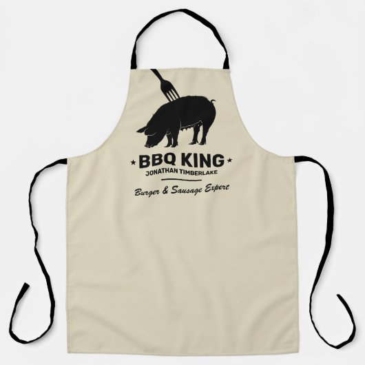 BBQ King Jouw naam Butcher Kitchen Schort (Voorkant)