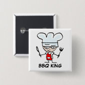 BBQ King-knoppen | Aangepast naamplaatje Vierkante Button 5,1 Cm (Voorkant /achterkant)
