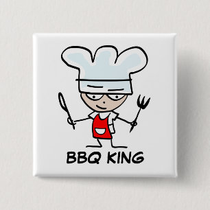 BBQ King-knoppen   Aangepast naamplaatje Vierkante Button 5,1 Cm