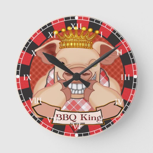 BBQ King Pig Clock Ronde Klok (Voorkant)