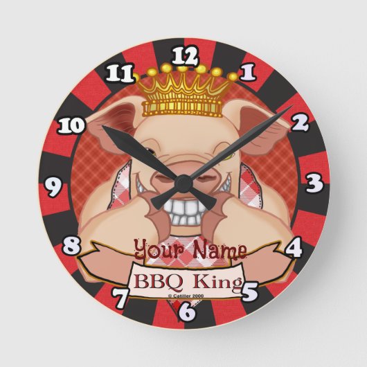 BBQ King Pig Clock Ronde Klok (Voorkant)