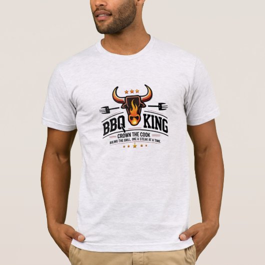 BBQ King – Premium Bull Flame T-shirt voor Grill M (Voorkant)