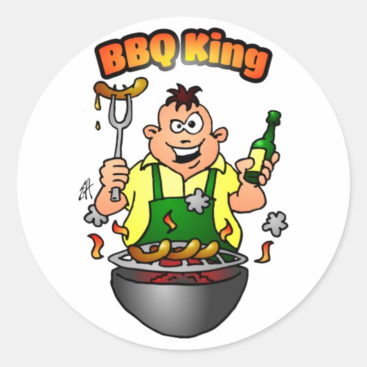 BBQ King Ronde Sticker (Voorkant)
