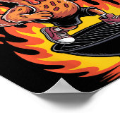 BBQ Kip Grappig Basketbal Grill Design Poster (Hoek)
