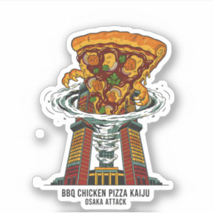 BBQ Kip Pizza Kaiju Osaka Aanval Monster Kunst Sticker