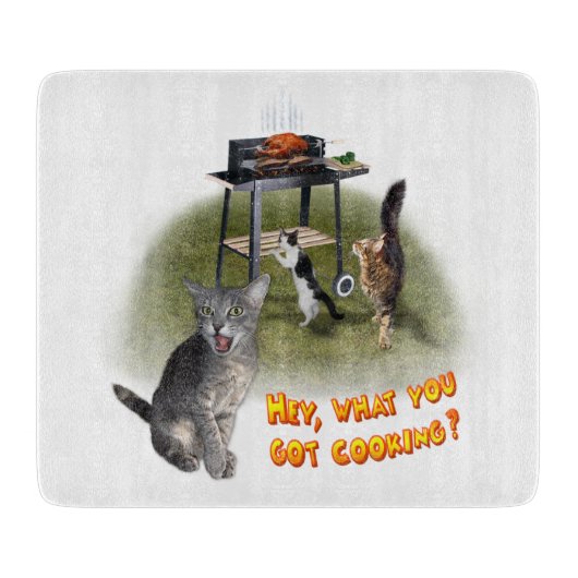 BBQ Knipbord met katten Snijplank (Voorkant)
