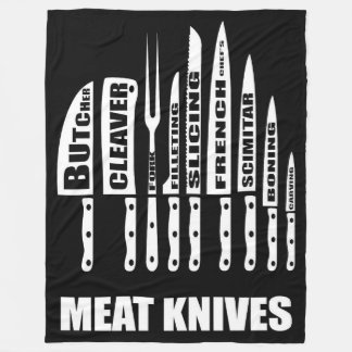 BBQ Knives Vlees Cook or Me Blanket Fleece Deken