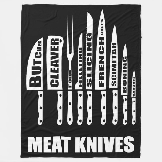 BBQ Knives Vlees Cook or Me Blanket Fleece Deken (Voorkant)