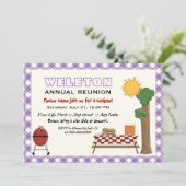 BBQ koekjesgezinshereniging, paarse grens met ging Kaart (Staand voorkant)