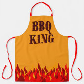 BBQ Koning Rode Vlammen Cookout Spreuk Schort (Voorkant)