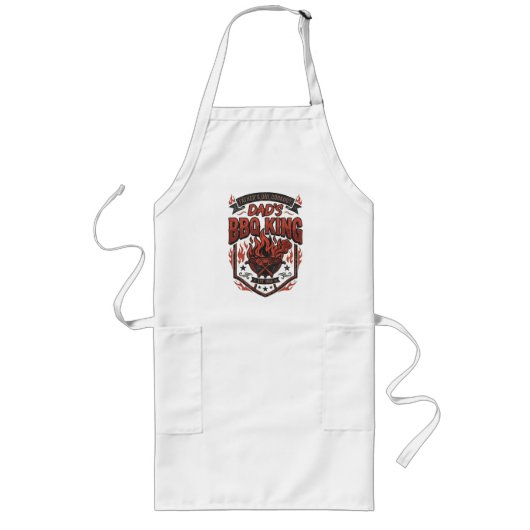 BBQ Koning Vaderdag Grill Meester Cadeau Lang Schort (Voorkant)