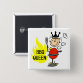 BBQ Koningin Vierkante Button 5,1 Cm (Voorkant /achterkant)