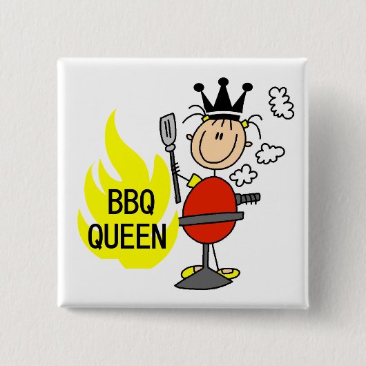 BBQ Koningin Vierkante Button 5,1 Cm (Voorkant)