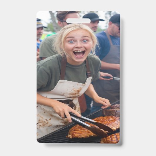 BBQ Kookwedstrijd Foto Aanpassen Badge (Voorzijde)