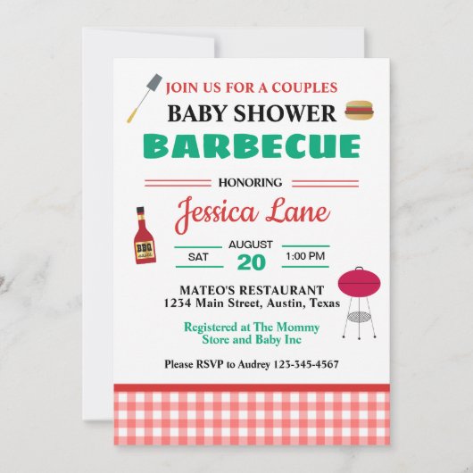BBQ Koppel Baby Shower Kaart (Voorkant)