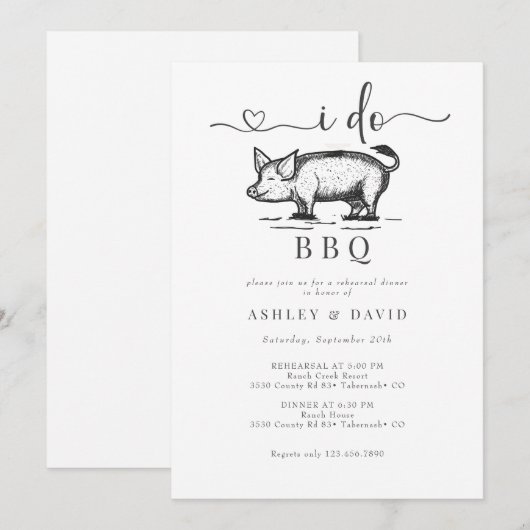 BBQ | Koppel Bruidsfeest | Rustieke Proefbruiloft  Kaart (Voorkant / Achterkant)