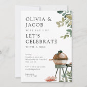 BBQ Koppels Bruiloft Laten we Feest Uitnodiging (Voorkant)