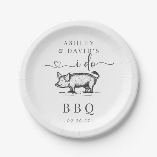 BBQ | Koppels douche | Rustieke repetitie | Gebran Papieren Bordje (Voorkant)