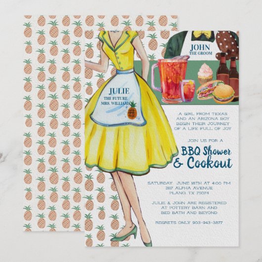 BBQ Koppels Trouwdouche | paar Kaart (Voorkant / Achterkant)