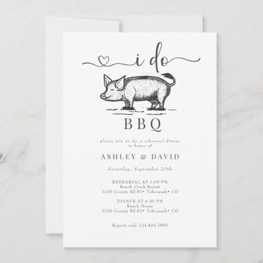 BBQ | Koppelsproeiers | Rustieke Rehearsal | Gebra Kaart (Voorkant)