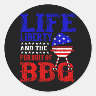 BBQ & LIBERTY Patriottische USA Incependence Day 4 Ronde Sticker