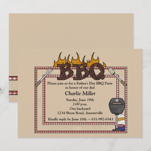 BBQ Lijst - Vaderdag Uitnodiging (Voorkant / Achterkant)