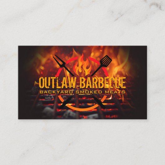 BBQ LOGO | Brandgrill en houtskool Visitekaartje (Voorkant)