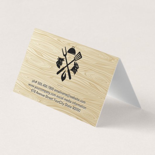 BBQ-logo | Kip | Rundvlees | Houtnerf Visitekaartje (Achterkant)