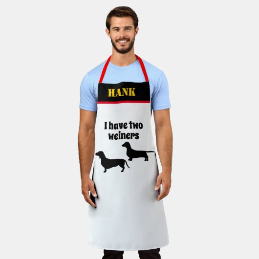 BBQ Lover Griller Funny Ik heb twee wieners Schort (Gedragen)