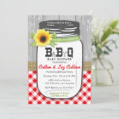 BBQ Mason Jar Baby shower Invitation Red & Green Kaart (Staand voorkant)