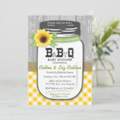 BBQ Mason Jar Baby shower Invitation Yellow Green Kaart (Staand voorkant)