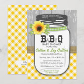 BBQ Mason Jar Baby shower Invitation Yellow Green Kaart (Voorkant / Achterkant)