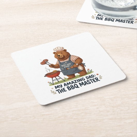 BBQ Master Beer Papa Design Kartonnen Onderzetters (Schuin)