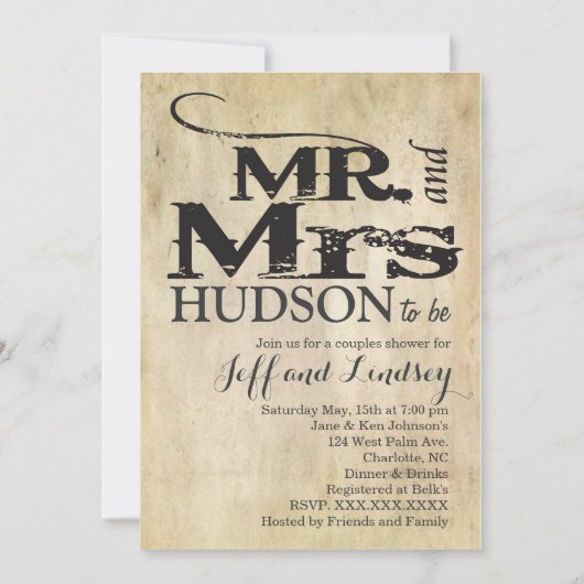 BBQ Meneer en mevrouw BBG COUPles douche uitnodigi Kaart (Voorkant)