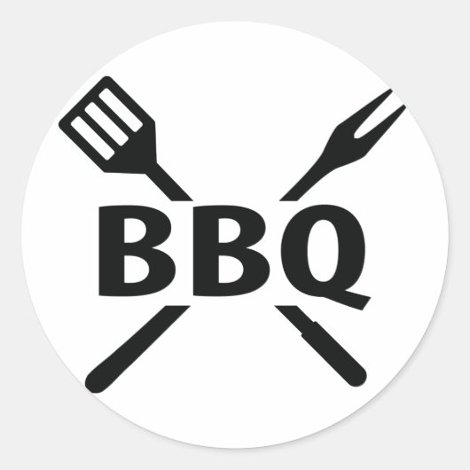 BBQ met bestekpictogram Ronde Sticker (Voorkant)