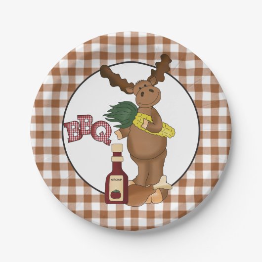 Bbq Moose cartoon party bord (Voorkant)
