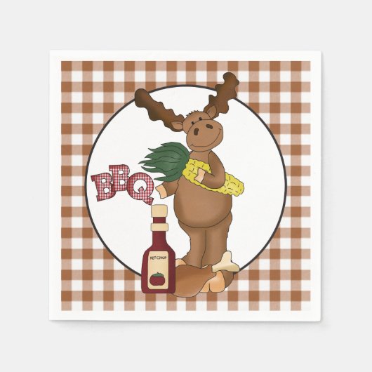 Bbq moose party paper napkins servetten (Voorkant)