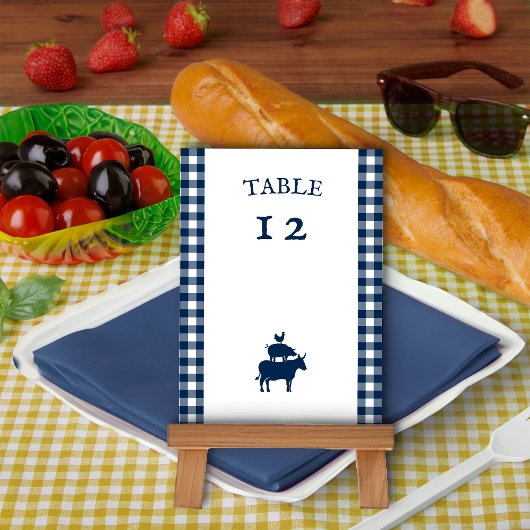  BBQ Navy Blue Gingham bruiloft Kaart