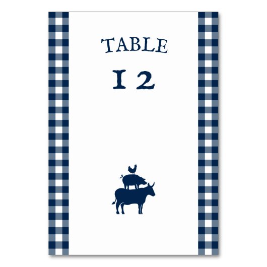  BBQ Navy Blue Gingham bruiloft Kaart (Achterkant)
