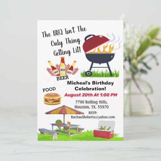 BBQ niet alleen dat u 's avonds laat kunt uitnodig Kaart (Staand voorkant)
