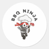 Bbq Ninja Ronde Sticker (Voorkant)