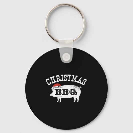 BBQ Noodlijdende Santa Hat Varkensvlees Sleutelhanger (Voorkant)