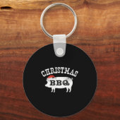 BBQ Noodlijdende Santa Hat Varkensvlees Sleutelhanger (Voorkant)