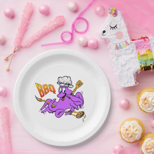 BBQ Octopus Cust. Papieren Bordjes (Feest)