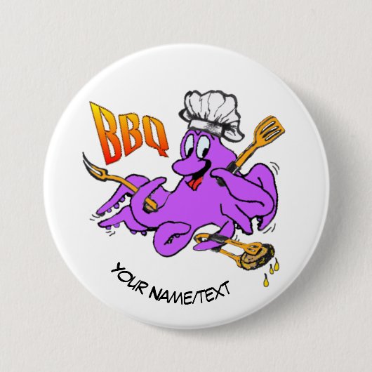 BBQ Octopus Round Button (Voorkant)