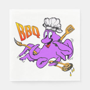 BBQ Octopus White Paper servetten