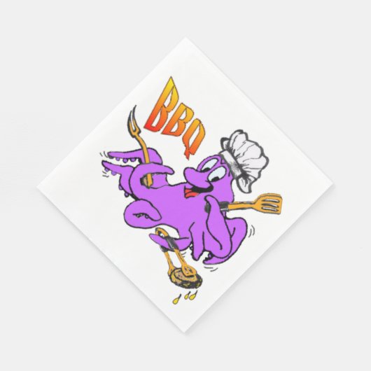 BBQ Octopus White Paper servetten (Hoek)