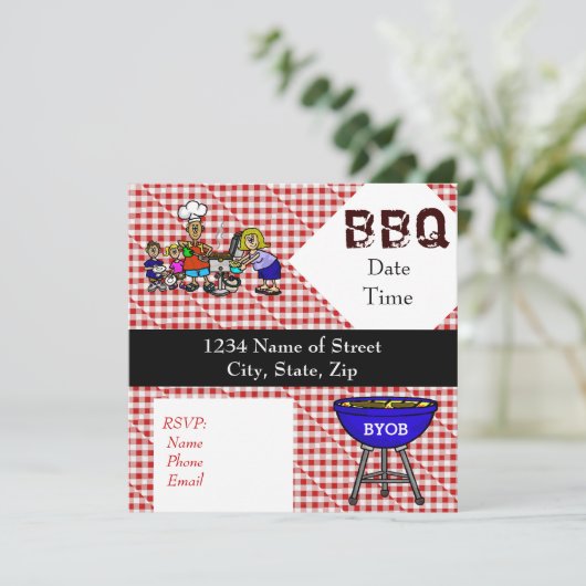 BBQ of Barbeque Fun Party Uitnodiging Aanpassen! (Staand voorkant)