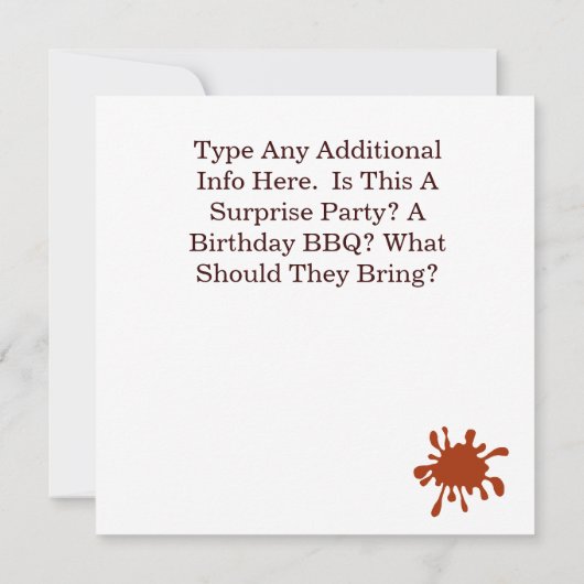 BBQ of Barbeque Fun Party Uitnodiging Aanpassen! (Achterkant)